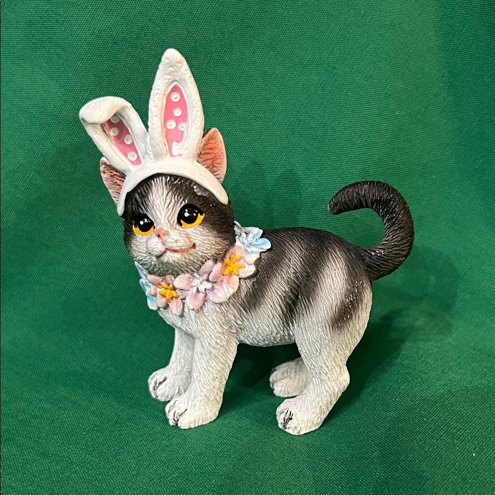 GANZ Easter Kitten Figurine with Pink Bunny Ears